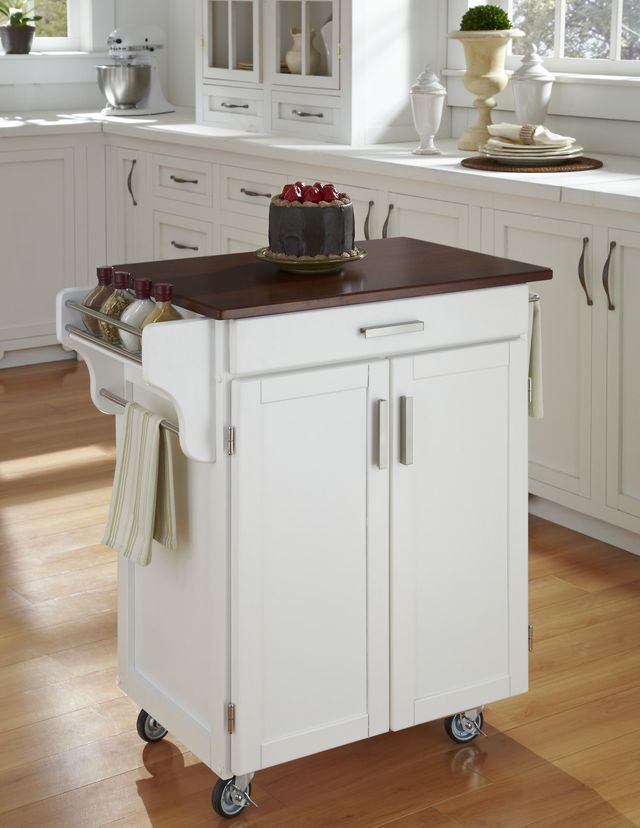homestyles® Cuisine Cart Cherry/White Kitchen Cart-2
