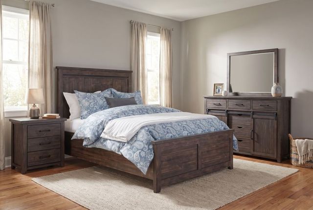 Jofran Inc. Madison County 4-Piece Barnwood Queen Panel Bedroom Set-1