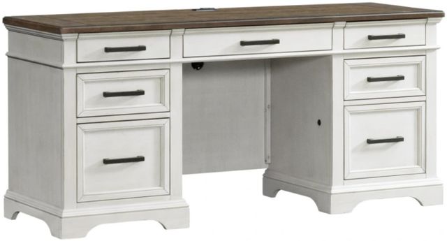 Intercon Drake French Oak/Rustic Gray Executive Desk-0