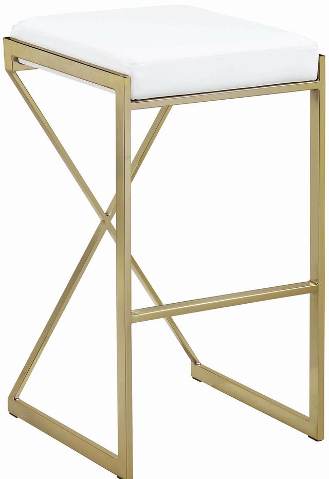 Coaster® White And Sunny Gold 30" Upholstered Bar Stool-1