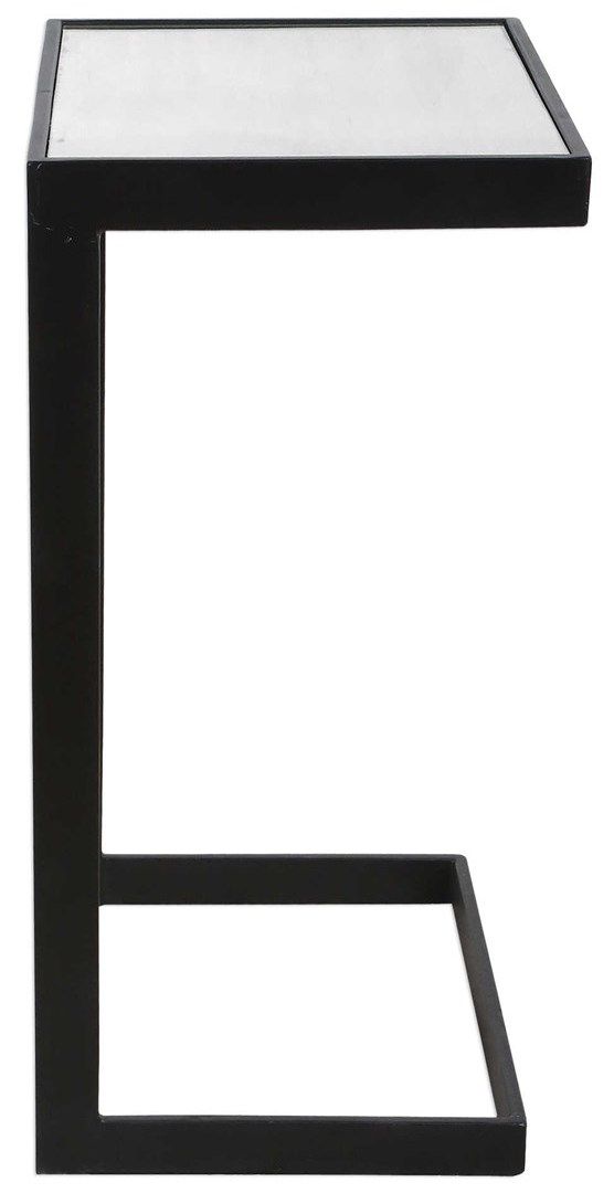 Uttermost® Windell Aged Black End Table with Mirrored Top-4
