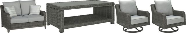Signature Design by Ashley® Elite Park 4-Piece Gray Outdoor Seating Set-0