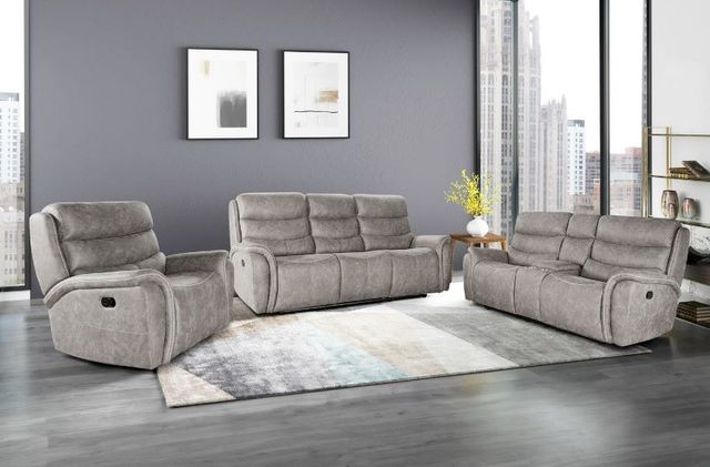 New Classic® Home Furnishings Kamari Gray Dual Manual Reclining Console Loveseat-1