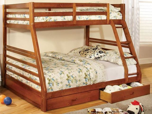 Furniture of America® California III Oak Twin/Full Bunk Bed-0