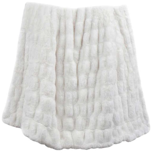 HiEnd Accents Ruched Rabbit White 60" Double-Sided Throw Blanket-0