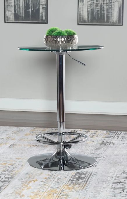 Powell® Placid Glass Top Pub Table with Chrome Base-2
