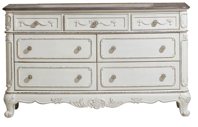 Homelegance® Cinderella Antique White/Gray/Oak Dresser-0