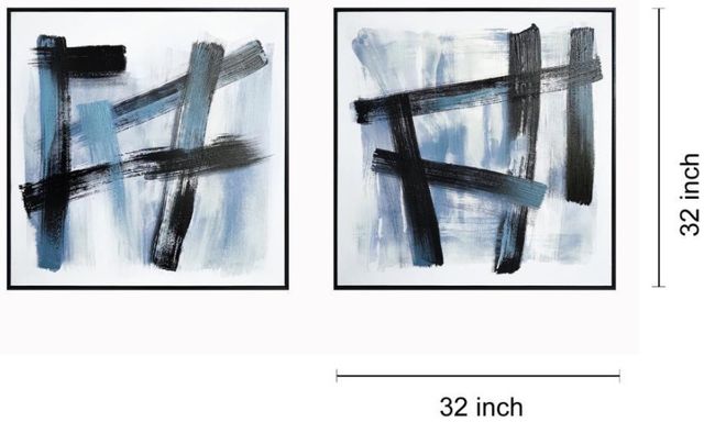 Classy Living 2-Piece Bold Azure Gesture Diptych Wall Art Set-2