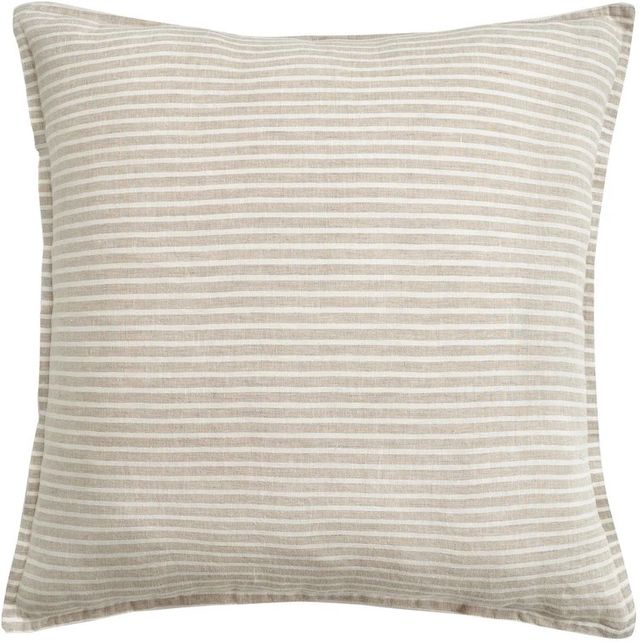 HiEnd Accents Railroad Stripe Beige Linen Reversible Euro Sham-0