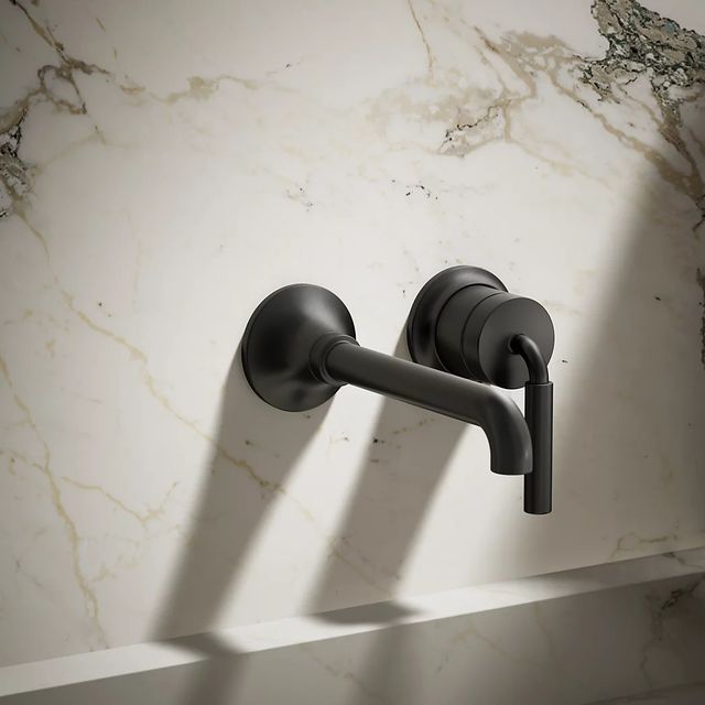 KOHLER® Tone™ Matte Black Wall-Mount Single-Handle Bathroom Sink Faucet-3