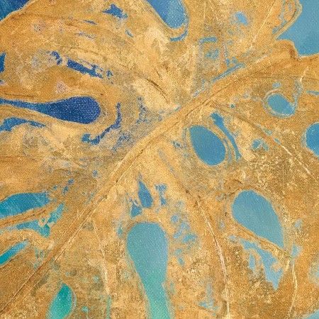 Classy Art Teal Gold Leaf Palm II by Patricia Pinto Wall Art-1