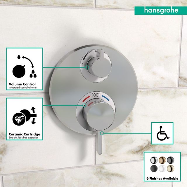 Hansgrohe Ecostat S Chrome Thermostatic Trim with Volume Control-2
