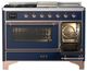 Ilve® Majestic III 48" Midnight Blue Pro Style Dual Fuel Natural Gas Range with Triple Glass Door and Copper Trim-4
