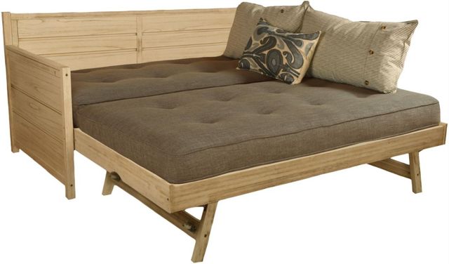 Kodiak Furniture Marisa Linen Stone/Weathered White Twin Daybed with Mattress and Pop Up -0