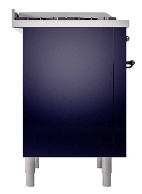 Ilve® Nostalgie II Noblesse 36'' Midnight Blue Pro Style Dual Fuel Range with Burnished Trim-2
