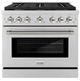 ZLINE Autograph Edition Paramount 36" 5.2 cu. ft. Stainless Steel with Polished Nickel Helix Handle and Knob Accents Dual Fuel Range with 6 Burner Gas Cooktop and Electric Convection Oven-0