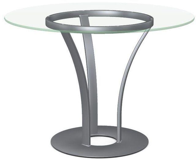 Amisco Customizable Dalia Clear Glass Round Table with Metal Turnip Base-0