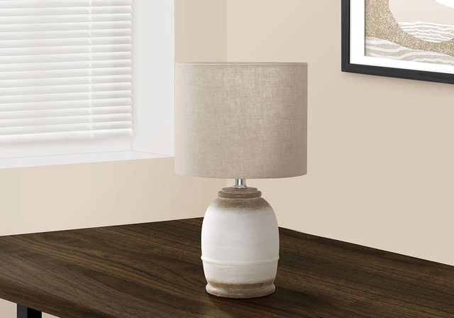 Monarch Specialties Inc. Brown/Cream Round Resin Table Lamp-2