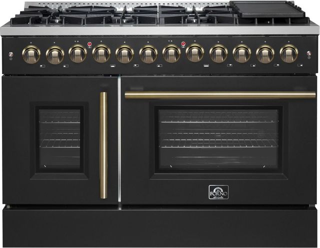 FORNO® Galiano Alta Qualita 48" Black Pro Style Dual Fuel Range -0