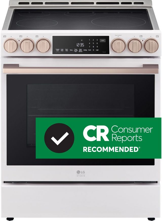 LG Studio 30" Essence White Slide In Induction Range-1