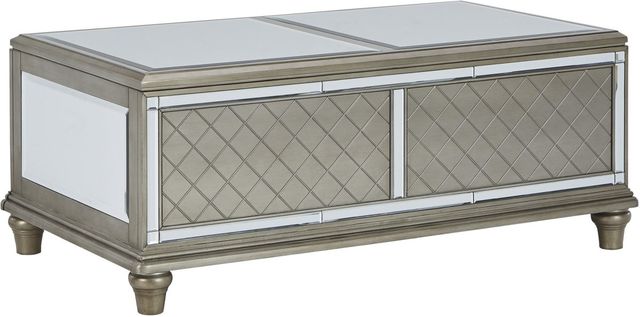 Signature Design by Ashley® Chevanna Mirror Top Coffee Table with Platinum Base-3