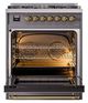 Ilve® Nostalgie II Noblesse 30" Graphite Matte Pro Style Dual Fuel Range with Brass Trim-2