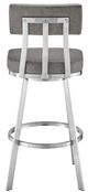 Armen Living Benjamin Brushed Stainless Steel/Gray Bar Stool-2