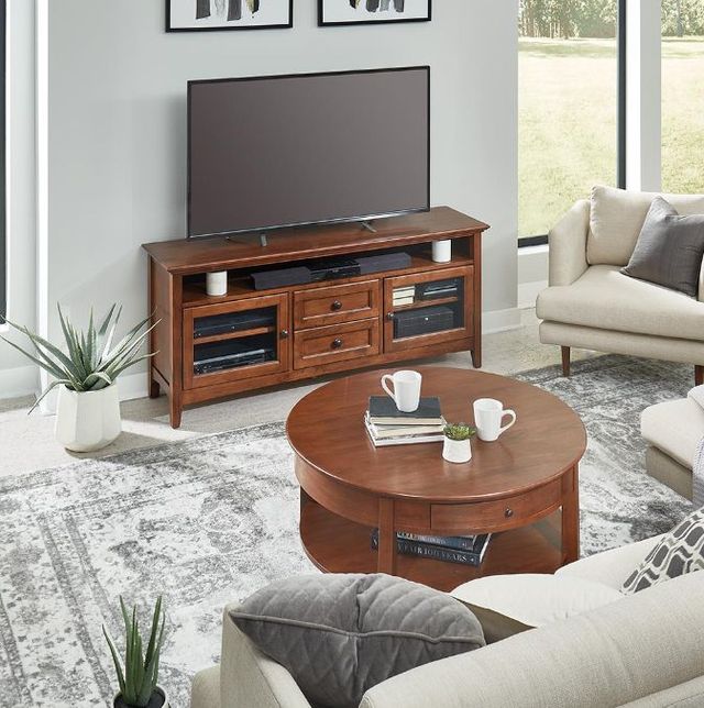 Whittier Wood® Furniture McKenzie Glazed Antique Cherry 64" Sound Bar Media Console-2