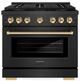 ZLINE Autograph Edition Paramount 36" 5.2 Cu. Ft. Black Satin Stainless Steel Gas Range with 6 Burner DuoPro™ Cooktop and Convection Gas Oven with Polished Gold Accents-0