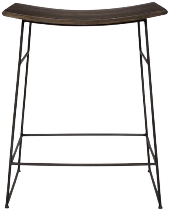 Uttermost® Thura Walnut Counter Stool with Dark Gunmetal Legs-3