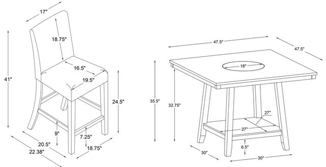 Powell® Seneca 5-Piece Brown/Tan Counter Dining Set-2