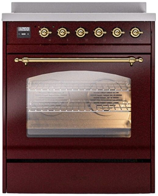 Ilve® Nostalgie II Series 30" Burgundy Pro Style Induction Range-3