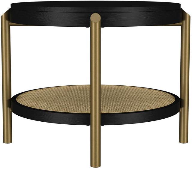 Coaster® Arini Black End Table with Aged Brass Base-3