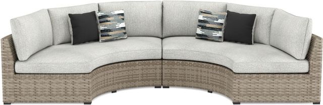 Signature Design by Ashley® Calworth 8-Piece Beige Outdoor Sectional Set-1