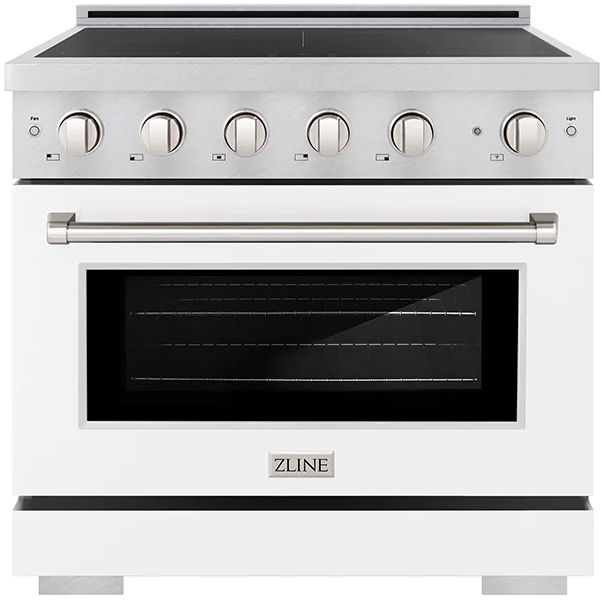 ZLINE Paramount 36" Satin Stainless Steel Pro Style Induction Range with White Matte Door-0