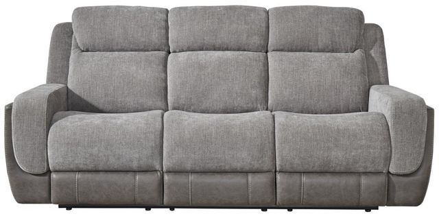 Corinthian Furniture Jenner Afton Gray Power Reclining Sofa with Power Headrest and Dropdown -0