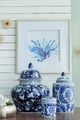 A & B Home Blue/White 14" Ginger Jar-5