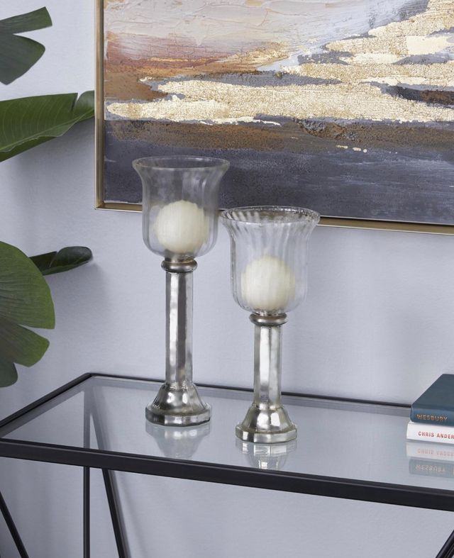 Deco Marche 2-Piece Silver Candle Lantern Set-3