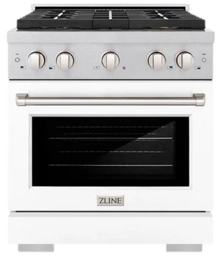 ZLINE Paramount 30" 4.2 Cu. Ft. Satin Stainless Steel Gas Range with 4 Burner DuoPro™ Cooktop and Convection Gas Oven with White Matte Door-0