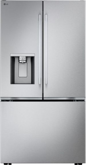 Front view of the LG 36" 23.7 Cu. Ft. PrintProof™ Stainless Steel Counter Depth MAX™ with Zero Clearance™ French Door Refrigerator