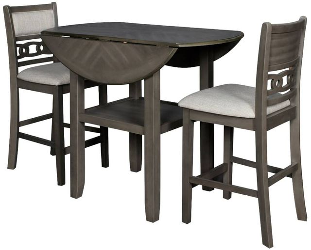 New Classic® Home Furnishings Gia 3-Piece Gray Drop Leaf Counter Dining Set-2