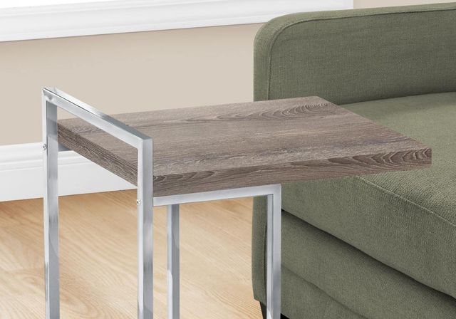 Monarch Specialties Inc. Dark Taupe 25"H Accent Table with Silver Base-3