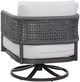 John Thomas Furniture® Parks Black/White Rattan Outdoor Olympic Swivel Chair-2
