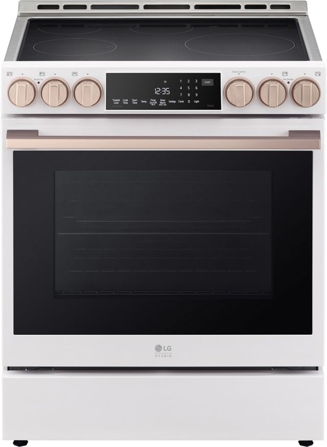LG Studio 30" Essence White Slide In Induction Range-1