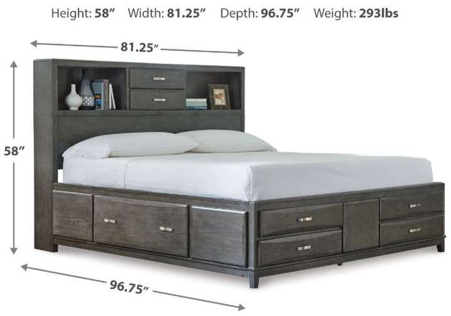 Signature Design by Ashley® Caitbrook Gray California King Bookcase Bed with 8-Drawer Storage-2