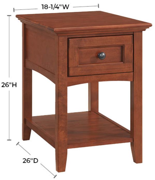 Whittier Wood® Furniture McKenzie Glazed Antique Cherry Chair Side Table-2