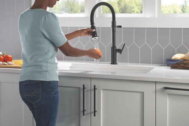 Delta Cordova™ Matte Black Single Handle Kitchen Faucet with Spring Sprout-3