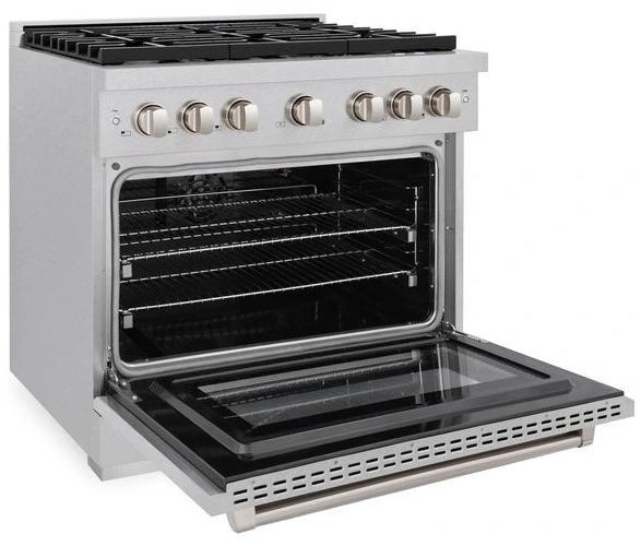 ZLINE 36" Satin Stainless Steel Pro Style Gas Range with 6 Brass Burners-3