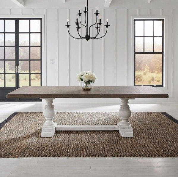 Liberty Furniture River Place Tobacco Trestle Dining Table with Riverstone White Base-2