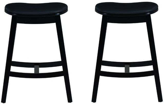 Linon Cappy 2-Piece Black Upholstered Counter Stool Set-2